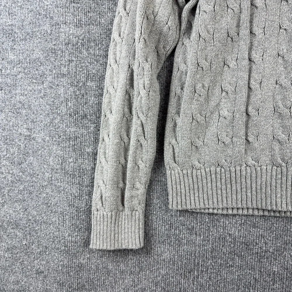 Polo Ralph Lauren Sweater Mens XL Gray Cable Knit Cotton Crewneck Pullover